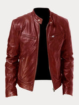 Premium Men's Leather Jacket with Insulating Lining and Adjustable Cuffs
