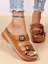 Women's Orthopedic Buckle Strap Sandals - Wide Fit, Arch Support, Casual Summer Walking Shoes