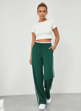 Trendy Sporty Wide-Leg Striped Trousers