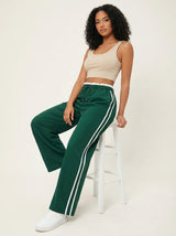 Trendy Sporty Wide-Leg Striped Trousers