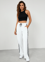 Trendy Sporty Wide-Leg Striped Trousers
