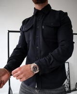 Veste-chemise décontractée pour homme avec fermeture à boutons et poches poitrine