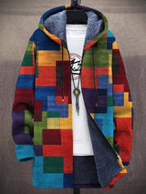 Men's Fleece Hooded Cardigan | Color Block