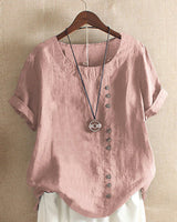 Image of Amy | Dames Blouse met Korte Mouwen en Knoopsluiting