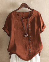 Image of Amy | Dames Blouse met Korte Mouwen en Knoopsluiting