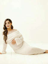 Maternity Dress Regular Fit Off-shoulder Long Sleeves