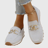 Fabrielle – Womens Textured Buckle Loafers