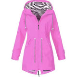 Giacca Antipioggia da Donna alla Moda - Giacca Leggera Impermeabile con Cappuccio