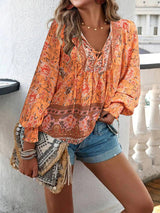 Image of Dames Bloemen Lange Mouw Blouse