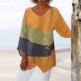 Image of Dames Color Block Blouse met Lange Mouwen