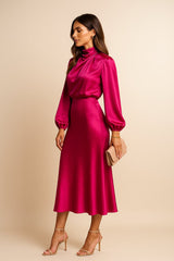Orlencia - Womens Long Sleeve Dress With Round Neck