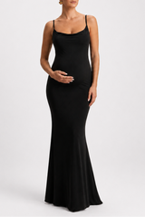 Backless Cowl Neck Lace Maternity Maxi Dress