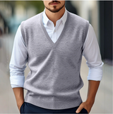 Men’s Sweater - Sleeveless Knit Pullover with V-Neck