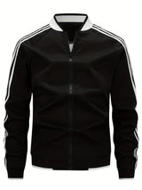Men’s Bomber Jacket – Baseball Collar with Striped Sleeves