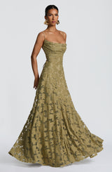 Elegant Women's Maxi Evening Dress with Spaghetti Straps