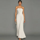 Elegant Strapless Pleated Maxi Dress for Ceremonies