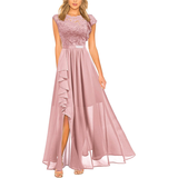 Elegant Floral V-Neck Chiffon Maxi Dress