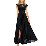 Elegant Floral V-Neck Chiffon Maxi Dress