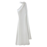 Luxurious Blue Satin Maxi Formal Dress