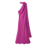 Luxurious Blue Satin Maxi Formal Dress