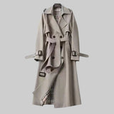 Women's Classic Trench Coat with Double-Breasted Design and Belted Waist