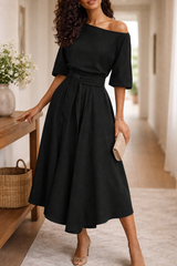 Kvinnors Midiklänning Off-Shoulder A-linje 3