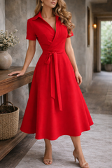 Kvinnors Midiklänning Off-Shoulder A-linje 7