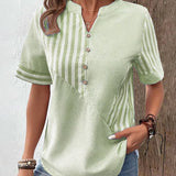 Image of Laura | Dames Blouse met Korte Mouwen en Strepen