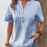 Image of Laura | Dames Blouse met Korte Mouwen en Strepen