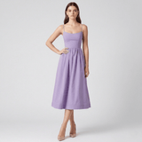 Barbra - Lilac Midi Dress Sweetheart Neck Full Skirt