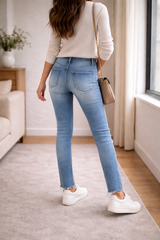 Lindex Dam Jeans Distressed Råkantad Stretch 2