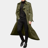Image of Men's Double-Breasted Long Trench Coat