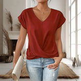 Charlisse – V Neck Twist Hem Blouse Women