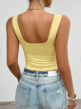 Geel katoenen tanktop met twistdetail rugzijde