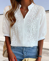 Image of Women's Embroidered Short Sleeve Blouse