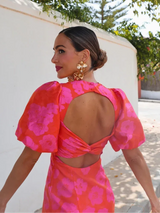 Image of Women's Floral Puff Sleeve Mini Dress