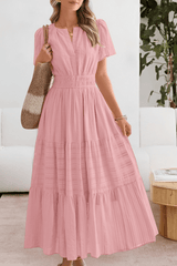 Image of Women's Split Neck A-Line Midi Dress