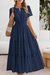 Image of Women's Split Neck A-Line Midi Dress