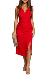 Image of Women's V-Neck Cocktail Midi Dress