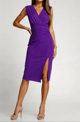 Image of Women's V-Neck Cocktail Midi Dress