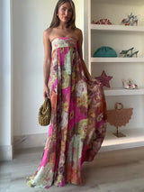 Ivy - Strapless Floral Maxi Wedding Guest Dress