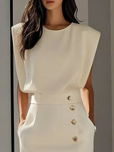 Women's Midi Dress with Relaxed Fit and Versatile Style