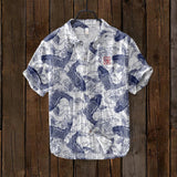 Chemise en lin avec motif poisson élégant