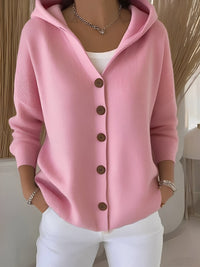 Rynelle – Cardigan lungo in maglia da donna con cappuccio e maniche lunghe