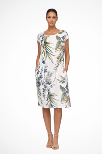 Women's Casual Relaxed Fit Summer Dress with Botanical Print
