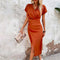 Elegantní midi šaty s výstřihem do V - Podzimní edice