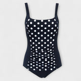 Sue – costum de baie retro, cu decolteu pătrat și cupe buretate