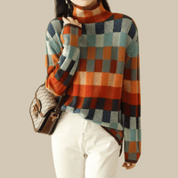 Maglione a collo alto in cashmere patchwork