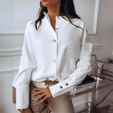 Esmira – Camicia elegante da donna con colletto alla coreana e dettaglio con bottoni dorati