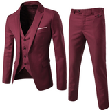 3-Piece Formal Suit with Notch Lapel for Men